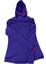 NIKE Women  s Cowl Neck Pullover Purple Sz Large Dri Fit Running Thumb Holes