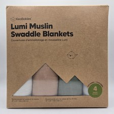 4 PC Bamboo/Cotton Muslin Swaddle Receiving Blankets Neutral Pine Colors 47x47"