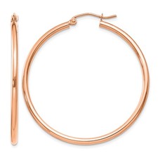 14k Rose Gold Polished 2x40mm Polished Hoop Earrings L-40 mm, W-40 mm