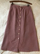 Vtg Talbots Womens 12P Red Checked Long Skirt Buttons Pockets 29  Elastic Waist