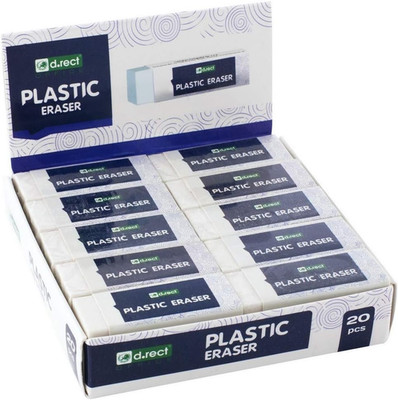 Radiergummi, Radierer, HI-POLYMER Plastic Eraser | Groß x 20 Stück | Weiß 56 x 2
