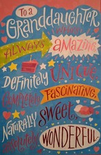 Happy Birthday Greeting Card For GRANDDAUGHTER Words Of AFFIRMATION Party Supply