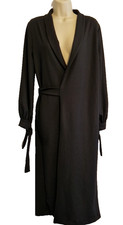 Zara Black Wrap Coat Dress Small Tie Waist Tie Sleeve Midi Minimalist Smart