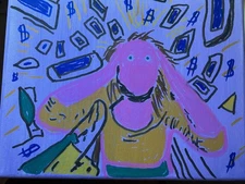 Expressionism 8x10 Stressed Cell Phone Shopper Acrylic Painting Canvas Original