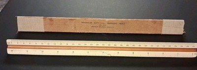 Vintage Triangular White Edge Engineers Scale No 2148 Case Charles Bruning Co