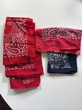 Lot of 5 Vtg All Cotton Wamcraft Paris 4 Red & 1 Blue Western Bandanna USA Made