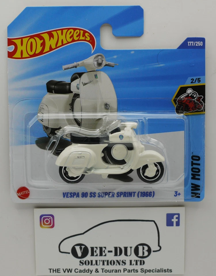 Hot Wheels Vespa 90 SS Super Sprint (1966) White Hotwheels Short Card 2025 JBB07