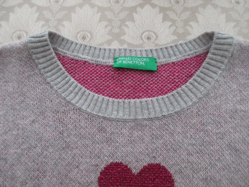 Suéter United Colors Of Benetton Gris para Niños Niñas con Corazones Enlover, Talla 10-11Y Foto 4 de 4