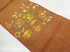 7793792: JAPANESE KIMONO / FLOWER ARABESQUE PATTERN WOVEN NAGOYA OBI