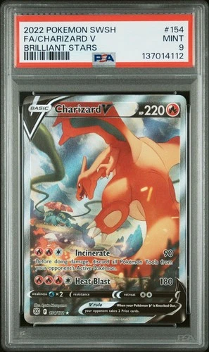 Pokemon Card - FA Charizard V 154/172 Brilliant Stars 2022 PSA 9