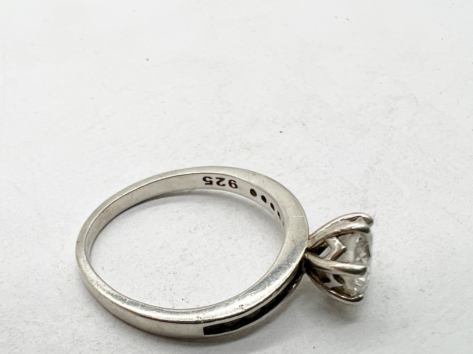 VINTAGE SOLID STERLING SILVER SOLITAIRE WITH ACCE… - image 5