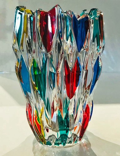 Cinque Terre Hand Painted Italian Crystal Vase Art Glass Luxury Home Decor