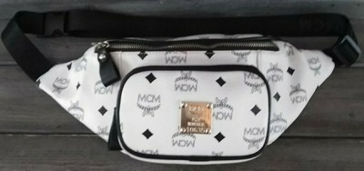 white mcm fanny pack