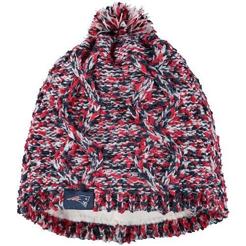 New England Patriots Chunky Knit Light Up Beanie Winter Hat Toque Pom Women's - Picture 2 of 2
