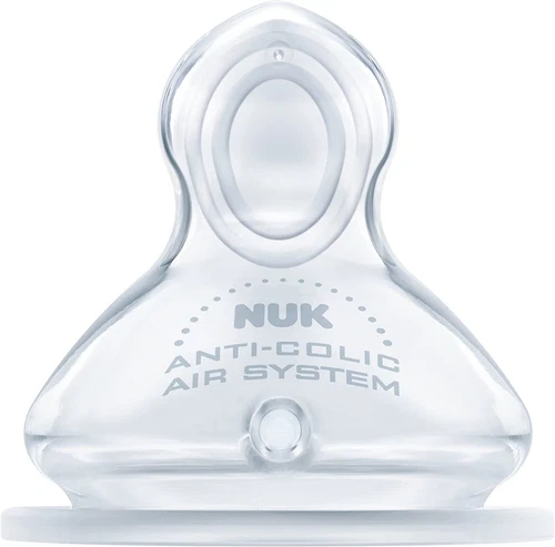 NUK First Choice Baby Bottle Teat, 6-18 Months, Silicone with Medium Feed Hole, 