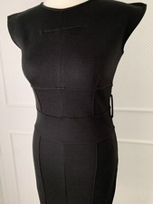 Designer Womens Elegant Cap Sleeve Black Bodycon Dress UK 12 Medium Work/Party