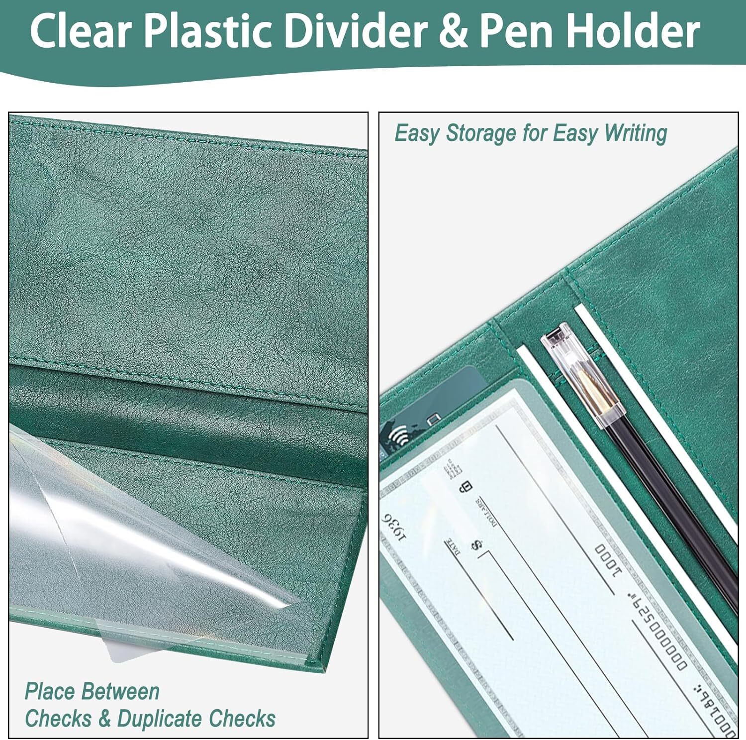 как выглядит Leather Checkbook Cover for Top Side Tear Registers Duplicate Checks with P... фото