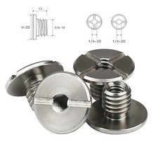 Stainless Steel Screw Female 1/4-20 Male 3/8-16 Thread Adapter for Camera Tripod
