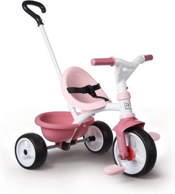 Be Move rosa - Kinderdreirad mit Schubstange, - Sitz mit Sicherheitsgurt