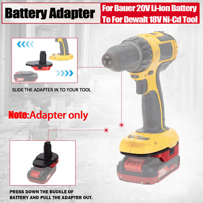 NEW Adapter For Bauer 20V Li-Ion Battery To Fits Dewalt 18V Ni-Cd Tools US