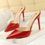 thumbnail 6 - Ladies Perspex Strap Mules Women Pointed Toe High Heels Stilettos Slip On Shoes