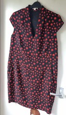 Whistles Black & Red Midi Pocket Dress Work Occasion Print Size 10