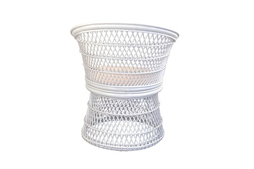 Rattansessel weiß inkl. Kissen Auflage Pfauenthron Rattan Sessel Rattanstuhl - Bild 2 von 3