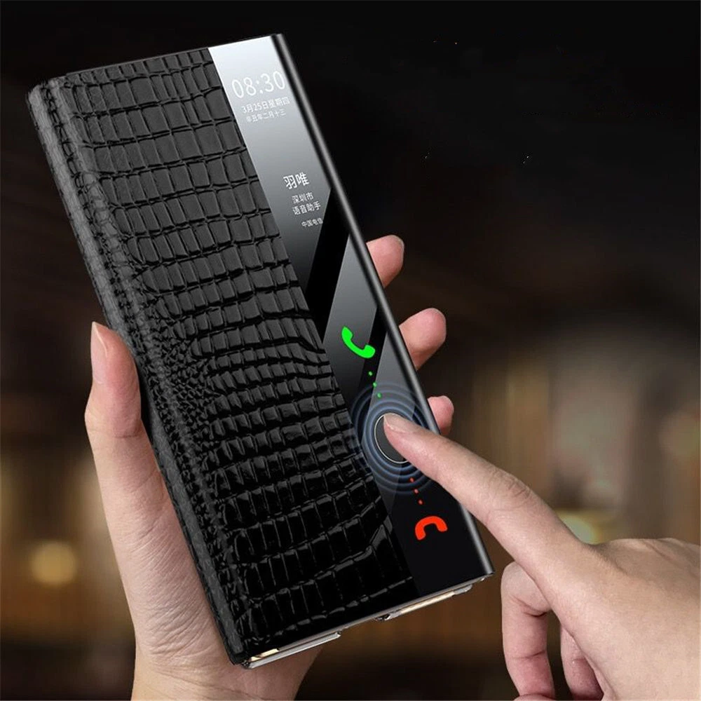 Genuine Cowhide Leather Crocodile Flip Case For Huawei Mate XT Business Cover - Picture 4 of 13