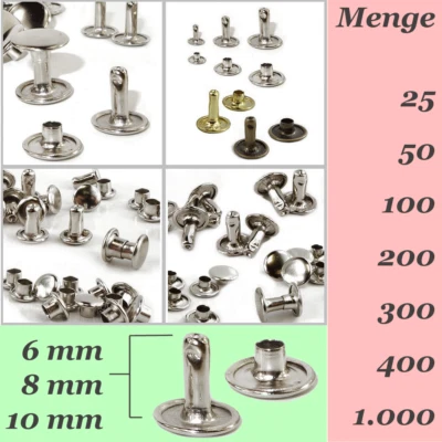 GLETSCHERLICHT 25 - 1000 Stück Hohlnieten Ledernieten Gürtel Leder Nieten Gürtelnieten Zierniet