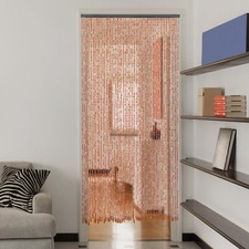 Wood Beaded Curtain and Bamboo 52 Line Wave Dense Fringe Beaded Door 90 x 200 cm