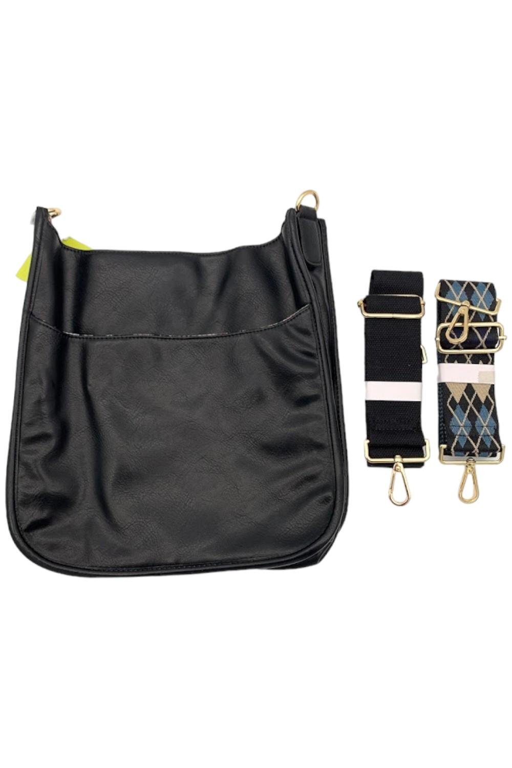 Классический мессенджер с застежкой на молнию и ремешком через плечо черного цвета