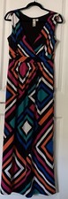 Emma & Michele Maxi Dress Size Medium Colorful Sleeveless V- Neck Stretchy