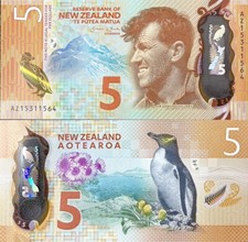 New Zealand 5 Dollars 2015 Polymer P 191 UNC NR