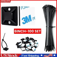 Cable Tie Mount Zip Tie Adhesive Backed Mounts Stick On Wire Holder Screw Hole
