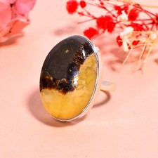 Yellow Septarian Jasper Ring 925 Sterling Silver Statement Rings Gift for Her