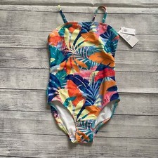 Old Navy One Piece Swimsuit Floral Amazon Rainforest Pink Blue Size Large New