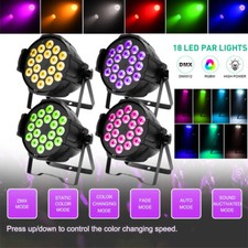 4PCS Large PAR Light 18LED RGBW 4IN1 Stage Lighting Disco DJ Party Uplight DMX