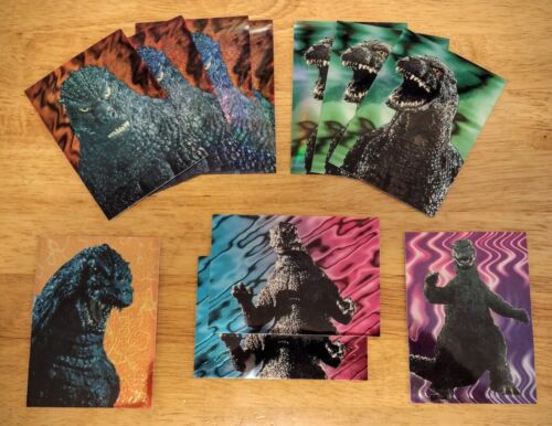 Godzilla: Juego de tarjetas/pegatinas cromadas, lote de 11, JPP/Amada, 1996 - Imagen 1 de 6