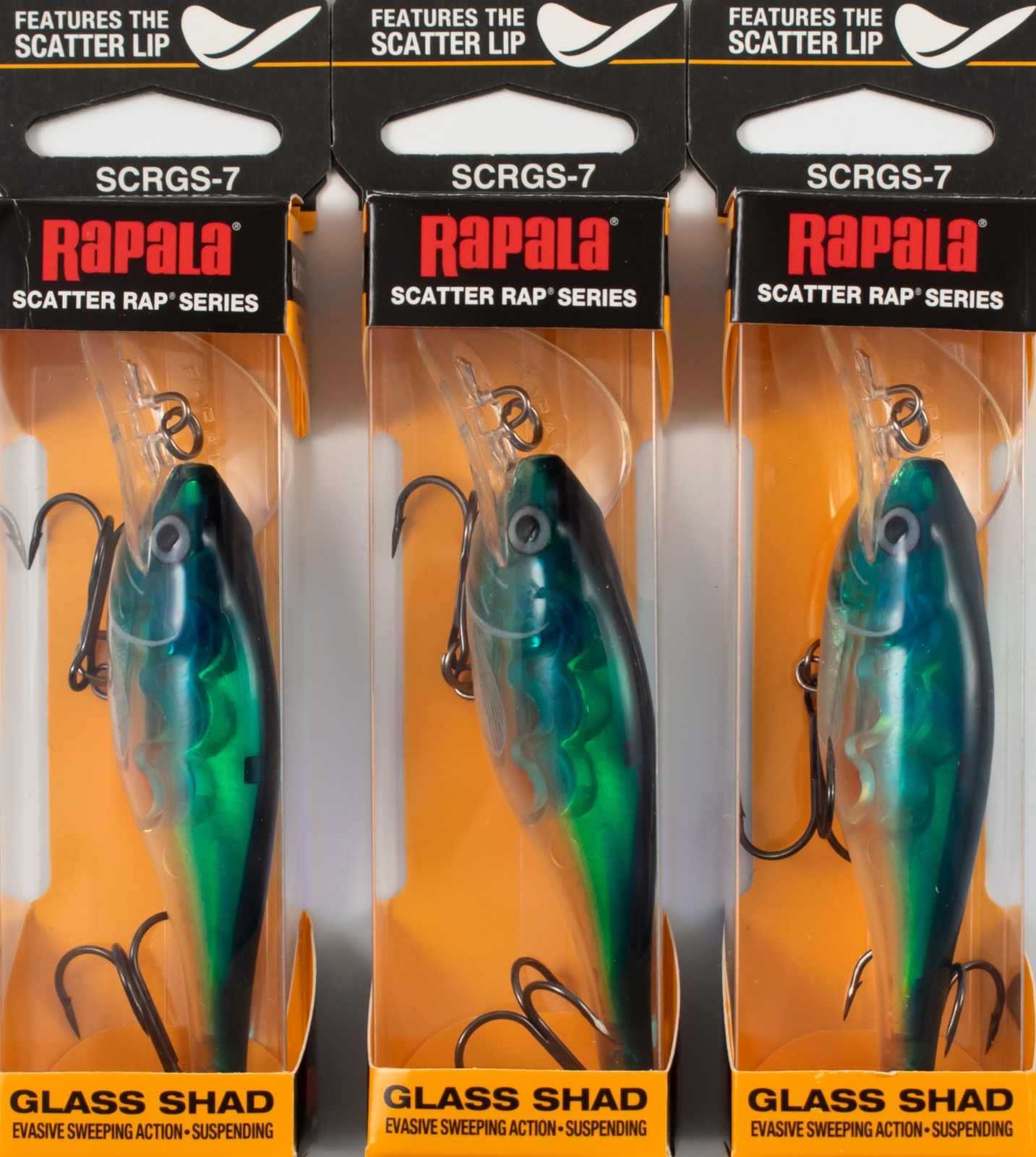 Rapala Scatter Rap Glass Shad 07 Fishing Lure - Glass Green Tiger UV Color, Topwater Crankbait - View #3