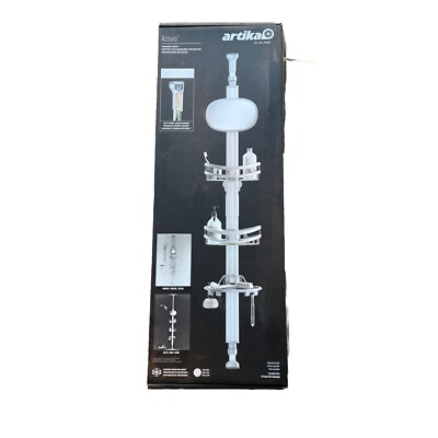 Artika SC-AZ3-C1 Azzuro Standing Modern Shower Caddy Silver w/ Mirror NOB