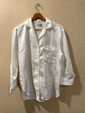 Miss Elaine Classics White Sz Small Poly Cotton Nightwear Lounge Set Vintage EUC