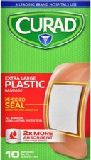 Curad Extra Large Plastic Bandage with 4-Sided Seal, 2x4 Inch (Pack of 10) 