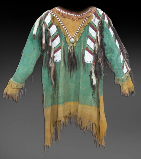 Old American Style Beaded Fringe Buckskin Suede Leather Powwow War Shirt PWS152 image 3