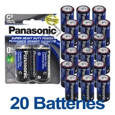20x Panasonic C Batteries Super Heavy Duty Power Carbon Zinc Battery Exp 02/2027