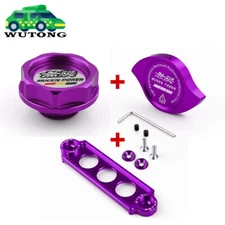 JDM Purple Oil Filler Cap Radiator Cap Cover + Battery Tie Down For Honda Civic