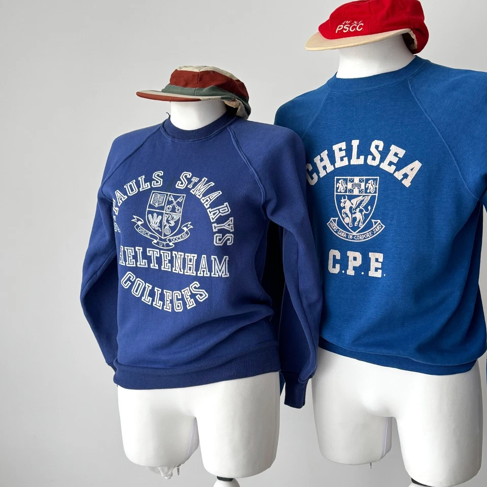 Sudadera vintage para mujer Cheltenham Colleges Inglaterra azul años 70 talla L Foto 2 de 4