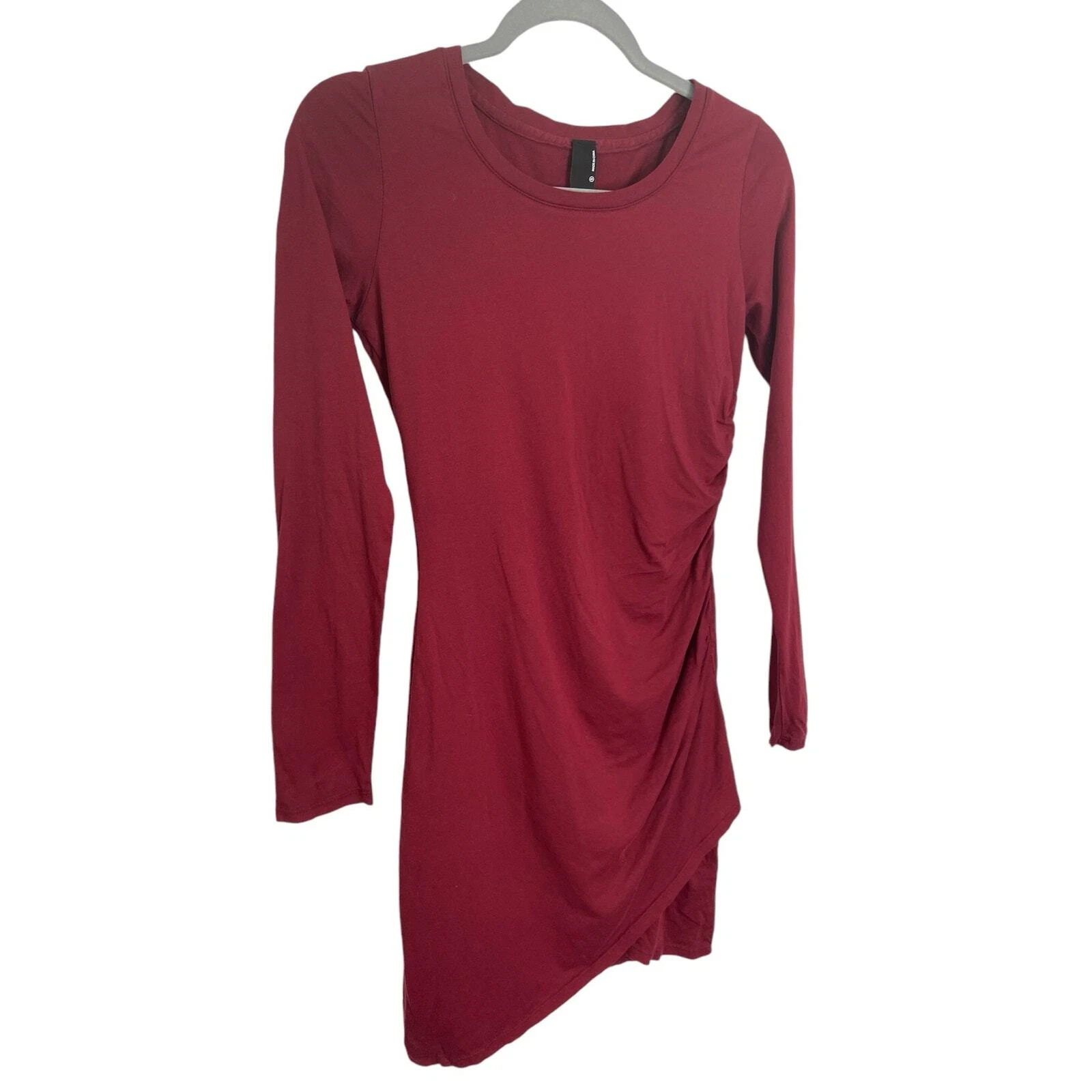 Bobi Supreme Jersey Bodycon Mini Abito Increspato Surplice Manica Lunga Pinot Taglia S