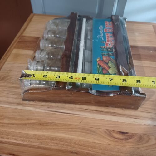 Vintage NOS K.M. Decorative Wooden Spice Rack With Jars & Labels New - Picture 10 of 14