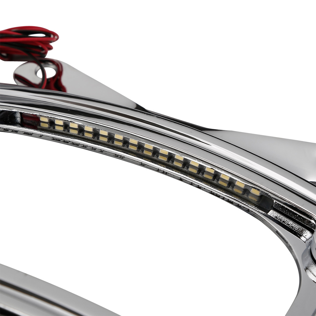 Curved Laydown License Plate Mount Frame Light For Harley Road King