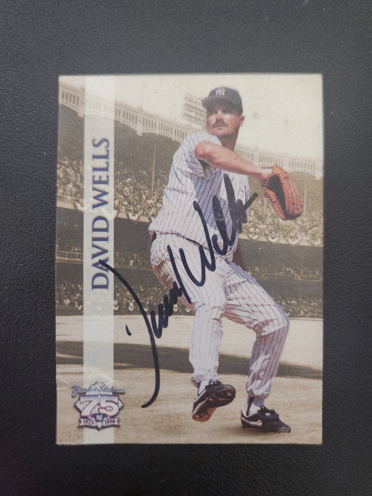 DAVID WELLS Signed Autographed 1998 Yankee Stadium 75th Anniversary Card RARE